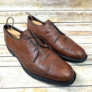 Allen Edmonds Mens Cognac Brown Leather Wigtip Lace Up Oxford Shoes 13B